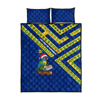 Saint Vincent and the Grenadines Christmas Quilt Bed Set with Parrot Playing Steelpan and Tropical Pattern Design - Wonder Print Shop