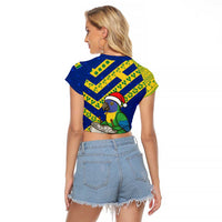 Saint Vincent and the Grenadines Christmas Raglan Cropped T Shirt with Parrot Playing Steelpan and Tropical Pattern Design - Wonder Print Shop