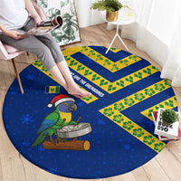 Saint Vincent and the Grenadines Christmas Round Carpet with Parrot Playing Steelpan and Tropical Pattern Design - Wonder Print Shop