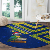 Saint Vincent and the Grenadines Christmas Round Carpet with Parrot Playing Steelpan and Tropical Pattern Design - Wonder Print Shop