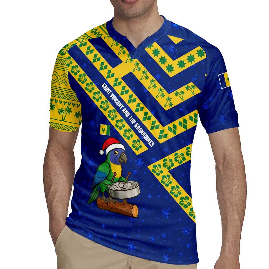 Saint Vincent and the Grenadines Christmas Rugby Jersey with Parrot Playing Steelpan and Tropical Pattern Design - Wonder Print Shop