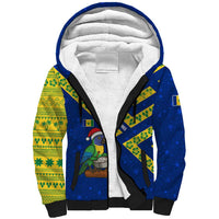 Saint Vincent and the Grenadines Christmas Sherpa Hoodie with Parrot Playing Steelpan and Tropical Pattern Design - Wonder Print Shop