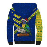 Saint Vincent and the Grenadines Christmas Sherpa Hoodie with Parrot Playing Steelpan and Tropical Pattern Design - Wonder Print Shop