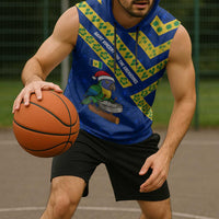 Saint Vincent and the Grenadines Christmas Sleeveless Hoodie with Parrot Playing Steelpan and Tropical Pattern Design - Wonder Print Shop