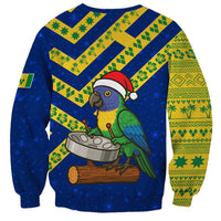 Saint Vincent and the Grenadines Christmas Sweatshirt with Parrot Playing Steelpan and Tropical Pattern Design - Wonder Print Shop