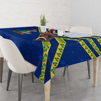 Saint Vincent and the Grenadines Christmas Tablecloth with Parrot Playing Steelpan and Tropical Pattern Design - Wonder Print Shop