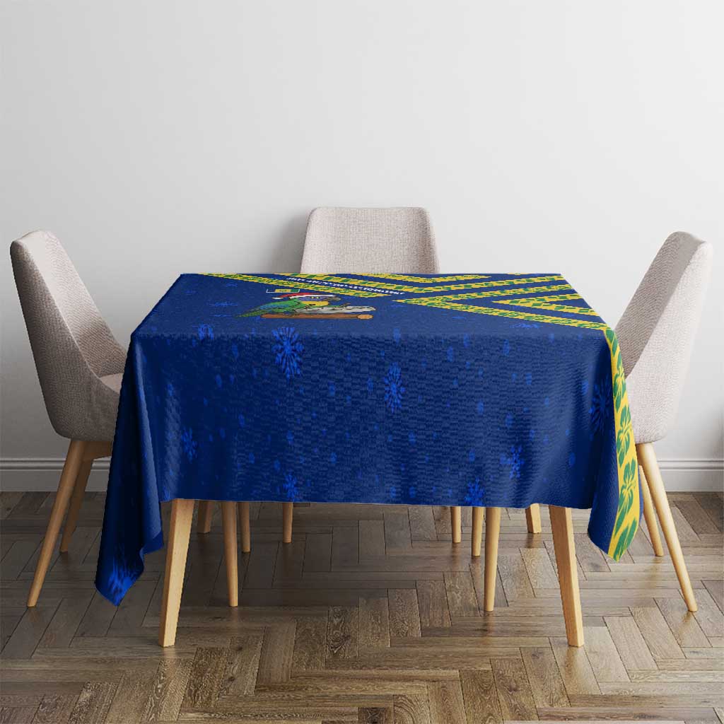 Saint Vincent and the Grenadines Christmas Tablecloth with Parrot Playing Steelpan and Tropical Pattern Design - Wonder Print Shop