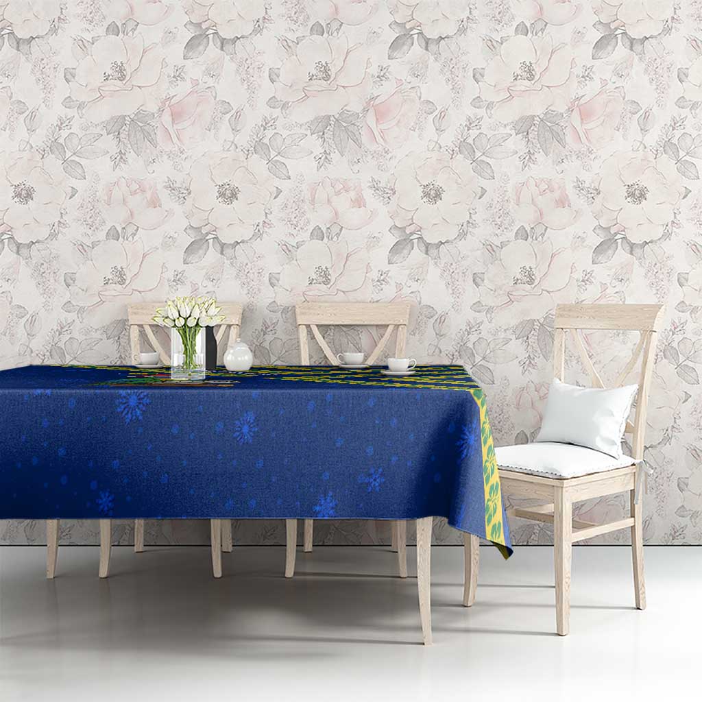 Saint Vincent and the Grenadines Christmas Tablecloth with Parrot Playing Steelpan and Tropical Pattern Design - Wonder Print Shop