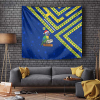 Saint Vincent and the Grenadines Christmas Tapestry with Parrot Playing Steelpan and Tropical Pattern Design - Wonder Print Shop