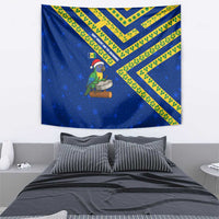 Saint Vincent and the Grenadines Christmas Tapestry with Parrot Playing Steelpan and Tropical Pattern Design - Wonder Print Shop