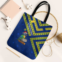 Saint Vincent and the Grenadines Christmas Tote Bag with Parrot Playing Steelpan and Tropical Pattern Design - Wonder Print Shop