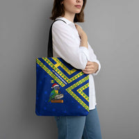 Saint Vincent and the Grenadines Christmas Tote Bag with Parrot Playing Steelpan and Tropical Pattern Design - Wonder Print Shop