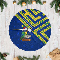 Saint Vincent and the Grenadines Christmas Tree Skirt with Parrot Playing Steelpan and Tropical Pattern Design - Wonder Print Shop