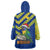 Saint Vincent and the Grenadines Christmas Wearable Blanket Hoodie with Parrot Playing Steelpan and Tropical Pattern Design - Wonder Print Shop