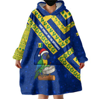 Saint Vincent and the Grenadines Christmas Wearable Blanket Hoodie with Parrot Playing Steelpan and Tropical Pattern Design - Wonder Print Shop
