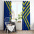 Saint Vincent and the Grenadines Christmas Window Curtain with Parrot Playing Steelpan and Tropical Pattern Design - Wonder Print Shop