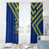 Saint Vincent and the Grenadines Christmas Window Curtain with Parrot Playing Steelpan and Tropical Pattern Design - Wonder Print Shop