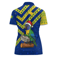 Saint Vincent and the Grenadines Christmas Women Polo Shirt with Parrot Playing Steelpan and Tropical Pattern Design - Wonder Print Shop