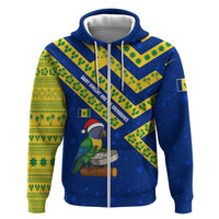 Saint Vincent and the Grenadines Christmas Zip Hoodie with Parrot Playing Steelpan and Tropical Pattern Design - Wonder Print Shop