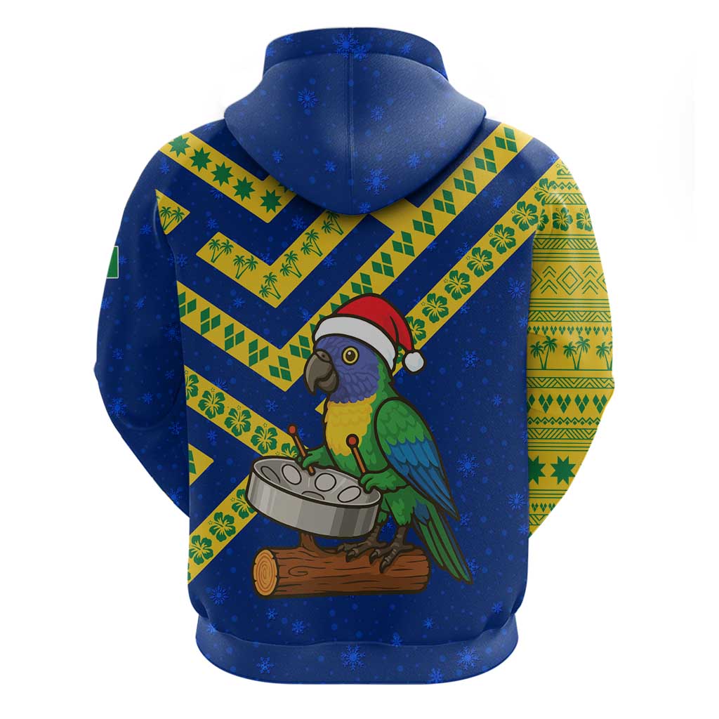 Saint Vincent and the Grenadines Christmas Zip Hoodie with Parrot Playing Steelpan and Tropical Pattern Design - Wonder Print Shop
