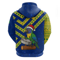 Saint Vincent and the Grenadines Christmas Zip Hoodie with Parrot Playing Steelpan and Tropical Pattern Design - Wonder Print Shop