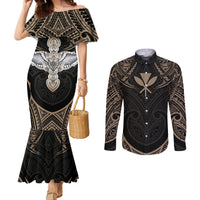 polynesian-hawaii-tattoo-couples-matching-mermaid-dress-and-long-sleeve-button-shirts