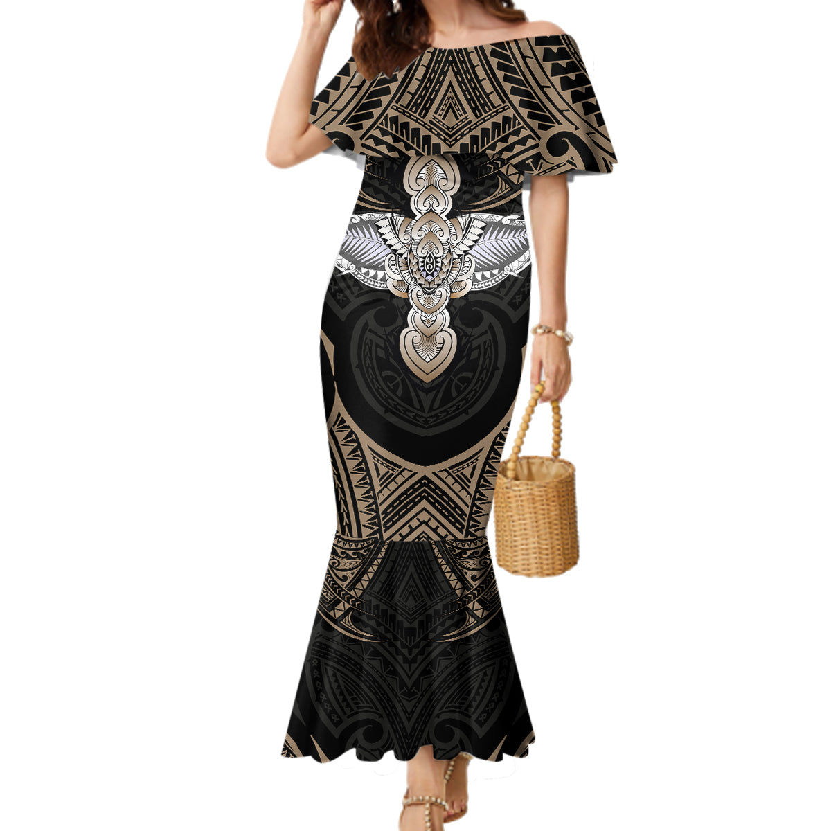 Polynesian Hawaii Tattoo Family Matching Mermaid Dress and Hawaiian Shirt - Wonder Print Shop