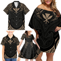 Polynesian Hawaii Tattoo Family Matching Off Shoulder Short Dress and Hawaiian Shirt - Wonder Print Shop