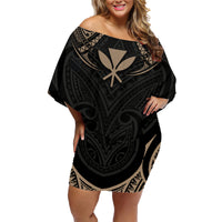 Polynesian Hawaii Tattoo Family Matching Off Shoulder Short Dress and Hawaiian Shirt - Wonder Print Shop