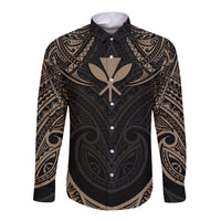 Polynesian Hawaii Tattoo Long Sleeve Button Shirt - Wonder Print Shop