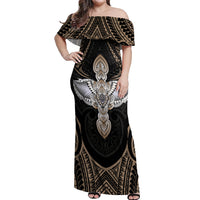 Polynesian Hawaii Tattoo Off Shoulder Maxi Dress - Wonder Print Shop