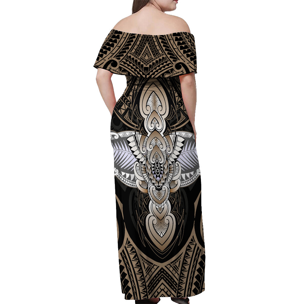 Polynesian Hawaii Tattoo Off Shoulder Maxi Dress - Wonder Print Shop