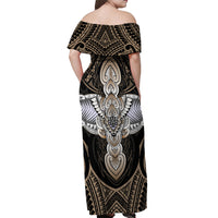 Polynesian Hawaii Tattoo Off Shoulder Maxi Dress - Wonder Print Shop