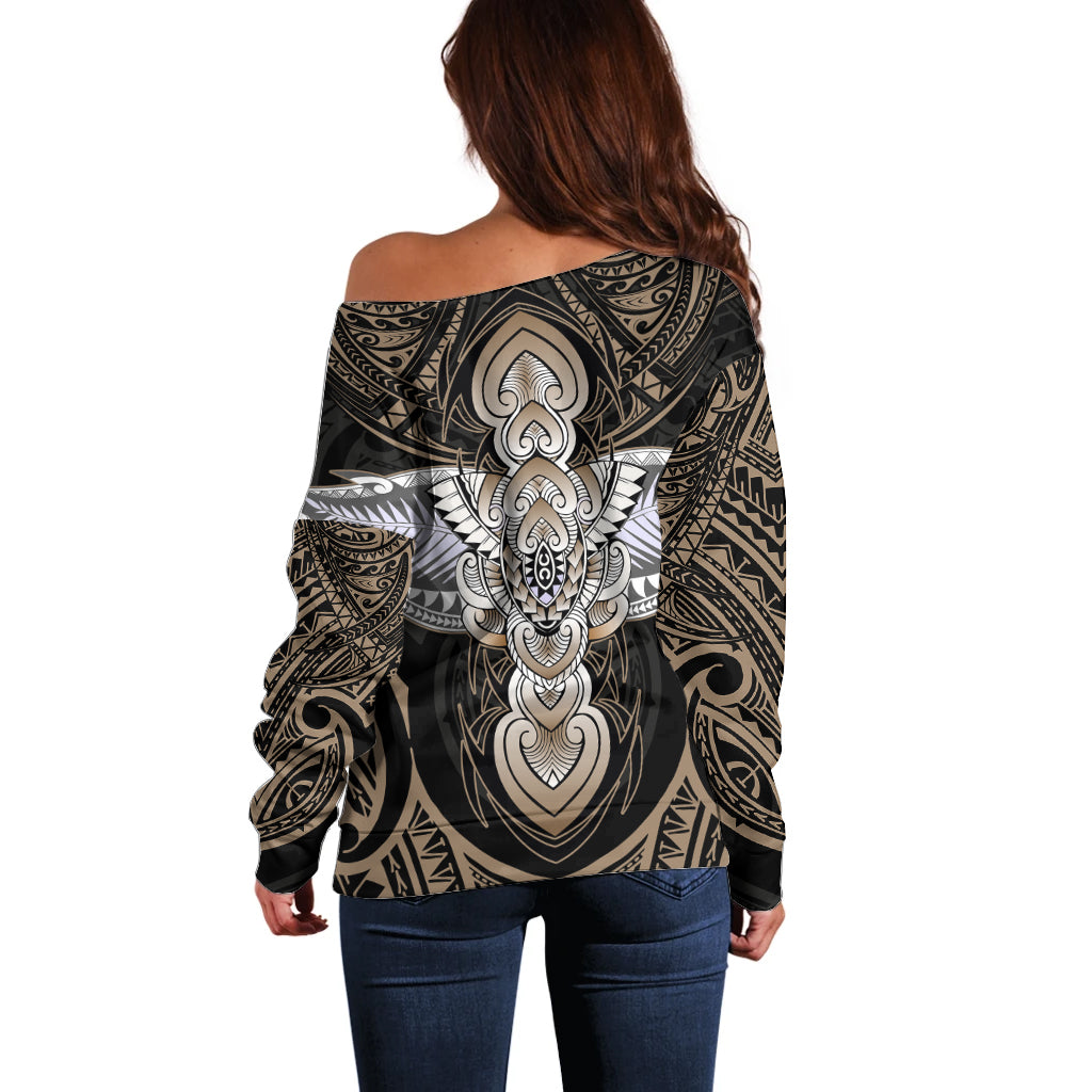 Polynesian Hawaii Tattoo Off Shoulder Sweater - Wonder Print Shop