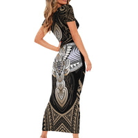 Polynesian Hawaii Tattoo Short Sleeve Bodycon Dress - Wonder Print Shop