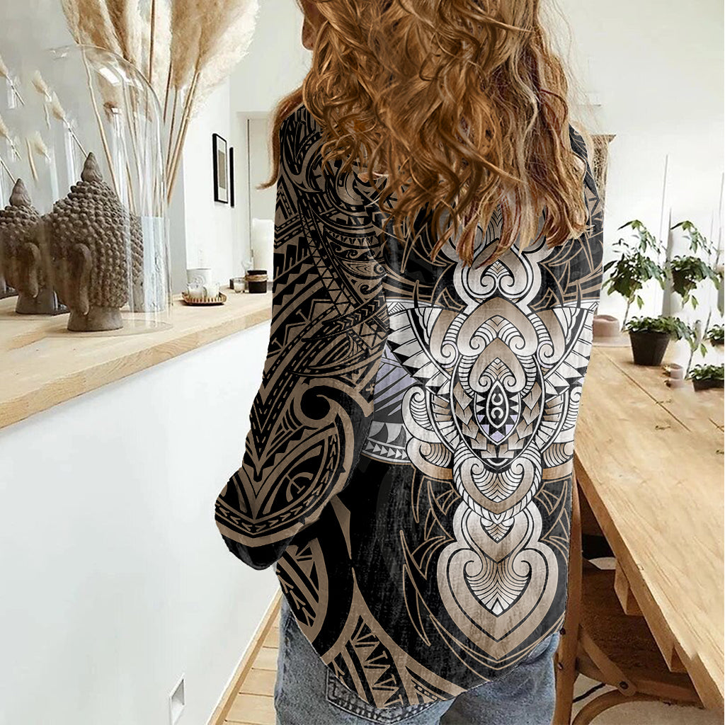 Polynesian Hawaii Tattoo Women Casual Shirt - Wonder Print Shop