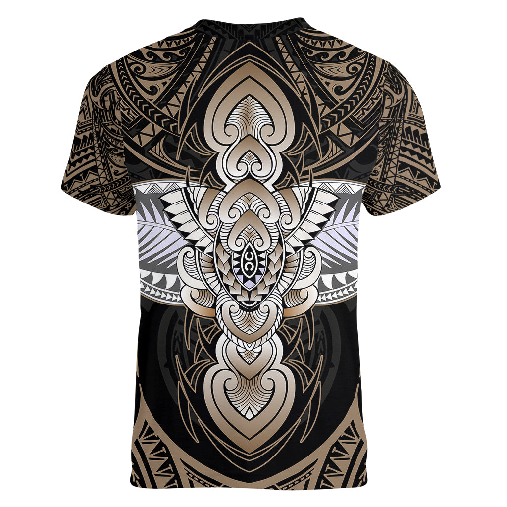 Polynesian Hawaii Tattoo Women V Neck T Shirt - Wonder Print Shop