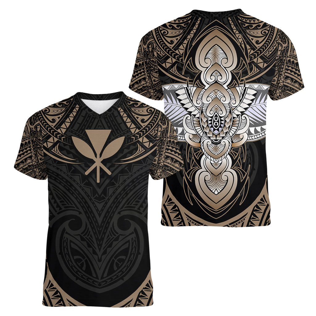 Polynesian Hawaii Tattoo Women V Neck T Shirt - Wonder Print Shop