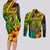 Hawaii Couples Matching Long Sleeve Bodycon Dress and Long Sleeve Button Shirts Polynesian Fish Hook and Hibiscus Flowers with Gradient Pattern - Wonder Print Shop