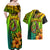 Hawaii Couples Matching Off Shoulder Maxi Dress and Hawaiian Shirt Polynesian Fish Hook and Hibiscus Flowers with Gradient Pattern - Wonder Print Shop