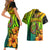 Hawaii Couples Matching Short Sleeve Bodycon Dress and Hawaiian Shirt Polynesian Fish Hook and Hibiscus Flowers with Gradient Pattern - Wonder Print Shop