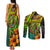 Hawaii Couples Matching Tank Maxi Dress and Long Sleeve Button Shirts Polynesian Fish Hook and Hibiscus Flowers with Gradient Pattern - Wonder Print Shop