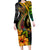 Hawaii Family Matching Long Sleeve Bodycon Dress and Hawaiian Shirt Polynesian Fish Hook and Hibiscus Flowers with Gradient Pattern - Wonder Print Shop
