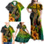 Hawaii Family Matching Off Shoulder Maxi Dress and Hawaiian Shirt Polynesian Fish Hook and Hibiscus Flowers with Gradient Pattern - Wonder Print Shop