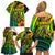 Hawaii Family Matching Off Shoulder Short Dress and Hawaiian Shirt Polynesian Fish Hook and Hibiscus Flowers with Gradient Pattern - Wonder Print Shop