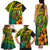 Hawaii Family Matching Tank Maxi Dress and Hawaiian Shirt Polynesian Fish Hook and Hibiscus Flowers with Gradient Pattern - Wonder Print Shop