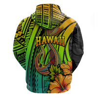 Hawaii Hoodie Polynesian Fish Hook and Hibiscus Flowers with Gradient Pattern - Wonder Print Shop
