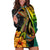 Hawaii Hoodie Dress Polynesian Fish Hook and Hibiscus Flowers with Gradient Pattern - Wonder Print Shop