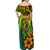 Hawaii Off Shoulder Maxi Dress Polynesian Fish Hook and Hibiscus Flowers with Gradient Pattern - Wonder Print Shop