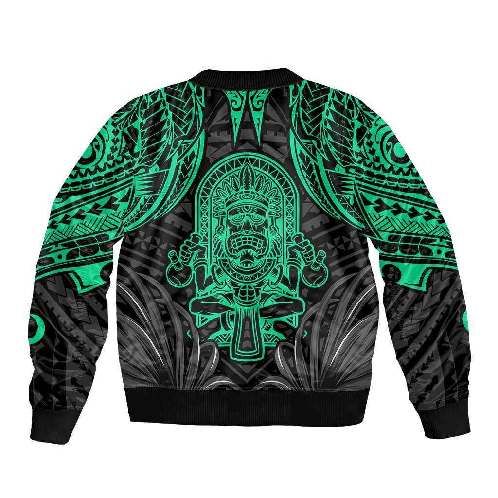 Polynesian Bomber Jacket Abstract Tiki - Wonder Print Shop
